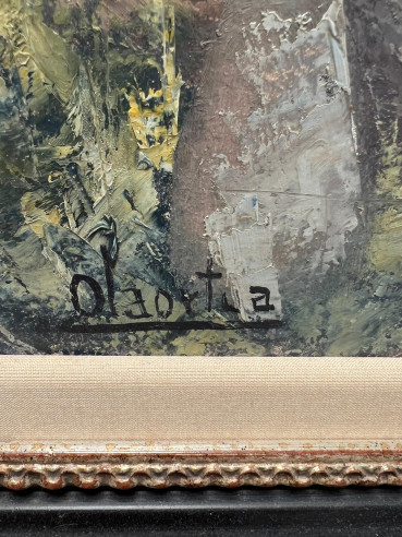 Óleo sobre tabla "Antiguo Caserío Vasco".