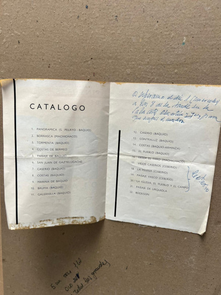 Óleo sobre tabla "Antiguo Caserío Vasco".