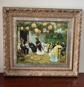 Fiesta en patio Andaluz firmado por el pintor Antonio...