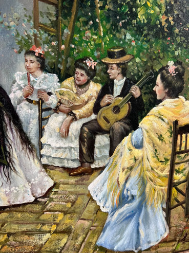 Fiesta en patio Andaluz firmado por el pintor...