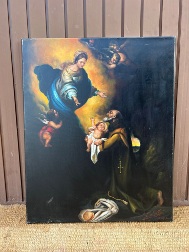 San Félix con la Virgen y el niño pintado  por el pintor Jerezano "Jologa".