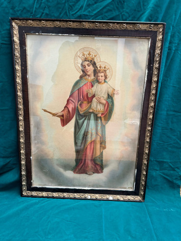 Antigua lámina enmarcada María Auxiliadora.
