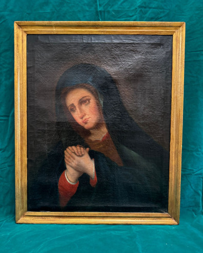 Antigua Dolorosa pintada sobre lienzo XVIII.