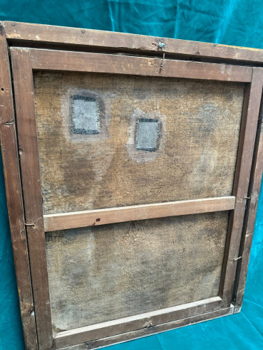 Antigua Dolorosa pintada sobre lienzo XVIII.