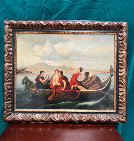 Escape de Pompeya, óleo sobre tabla, copia del cuadro original.