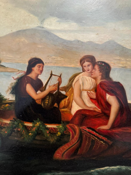 Escape de Pompeya, óleo sobre tabla, copia del cuadro original.