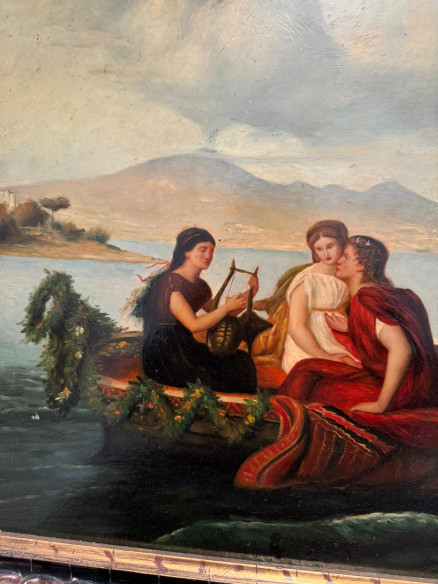Escape de Pompeya, óleo sobre tabla, copia del cuadro original.
