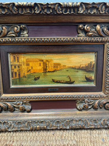 La Antigua Venecia, óleo sobre tabla, del pintor italiano RIZZI, con bonito marco.