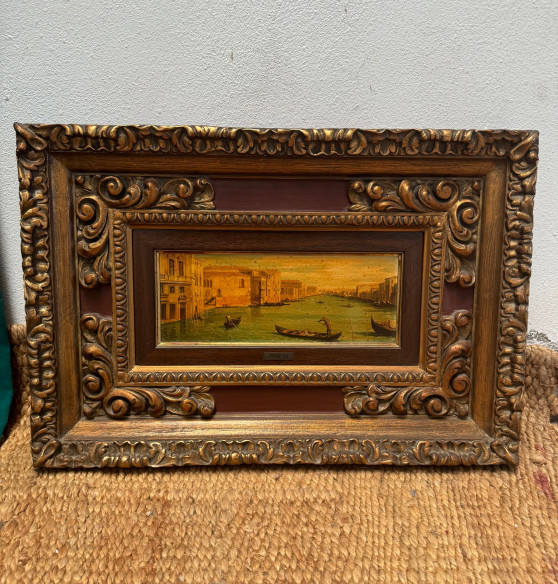 La Antigua Venecia, óleo sobre tabla, del pintor italiano RIZZI, con bonito marco.