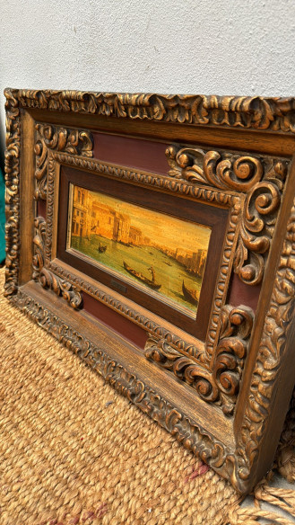 La Antigua Venecia, óleo sobre tabla, del pintor italiano RIZZI, con bonito marco.