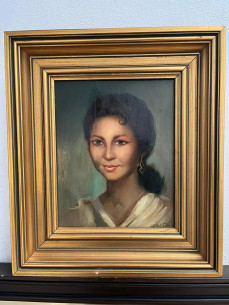 Retrato sobre tabla pintada por el pintor Malagueño...