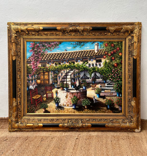 Gran Patio Cordobés con bonito marco, pintado por Manuel...