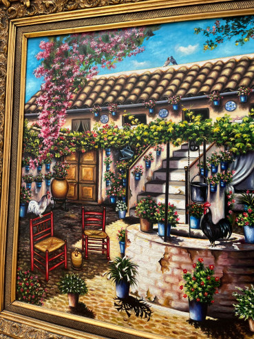 Gran Patio Cordobés con bonito marco, pintado...