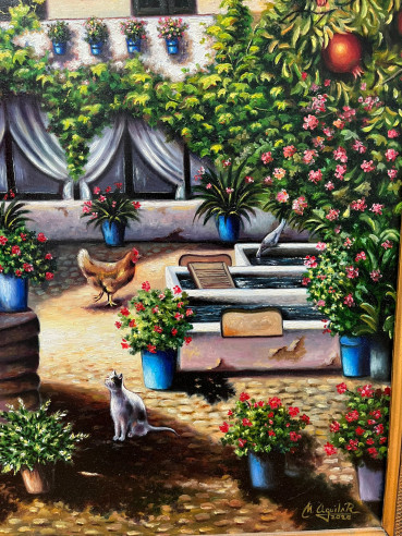 Gran Patio Cordobés con bonito marco, pintado...