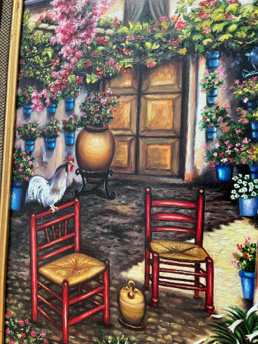 Gran Patio Cordobés con bonito marco, pintado...