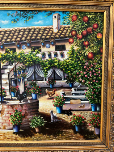 Gran Patio Cordobés con bonito marco, pintado...