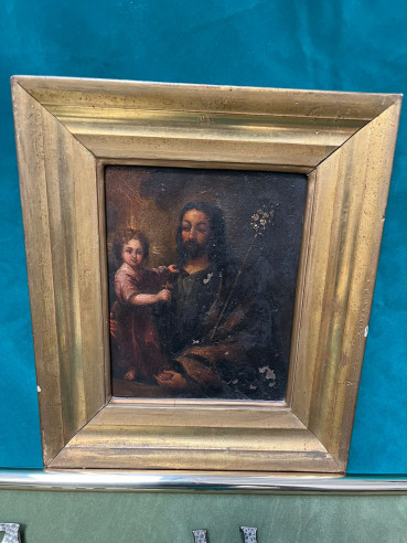 Cobre de San José con el niño Jesús.