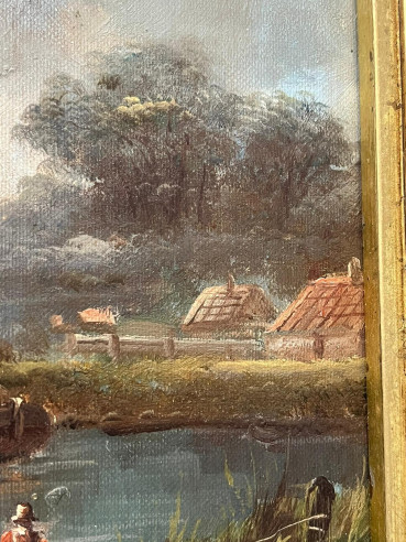 Pintura Holandesa firmada con marco dorado