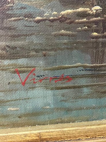 Pintura Holandesa firmada con marco dorado