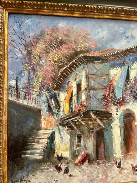 Pintura colorida y alegre del pintor malagueño Paco Moreno Ortega.