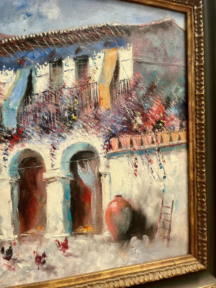 Pintura colorida y alegre del pintor malagueño Paco Moreno Ortega.