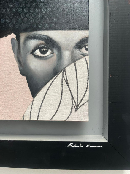 Retratos taurinos pintados en tabla por Roberto Moreno con marco en madera.