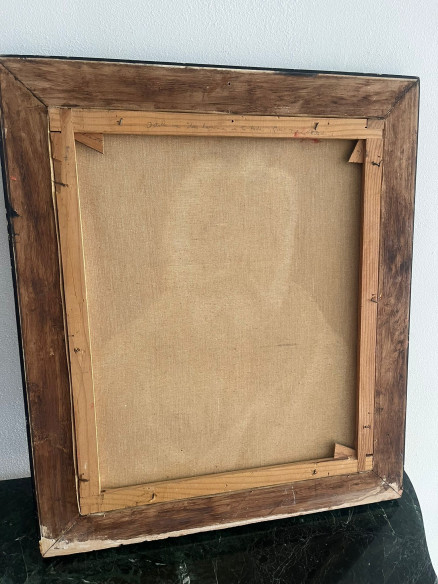 Las Lágrimas de San Pedro, con marco tallado en madera y filo dorado.