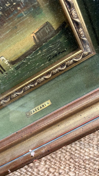 Canal de Venecia, firmado por ZACCARI, bonita embarcación con cristal.