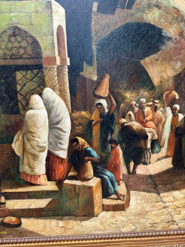 Medina árabe. Bonito óleo donde se aprecia el...