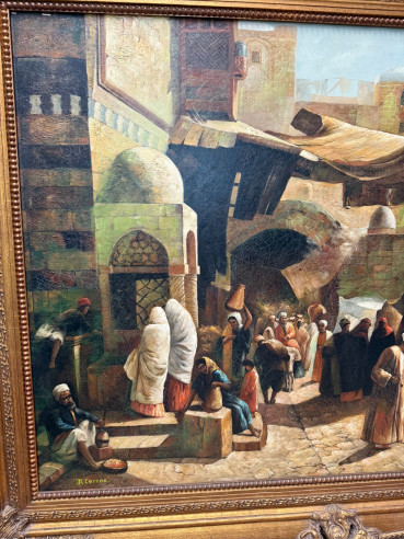 Medina árabe. Bonito óleo donde se aprecia el...