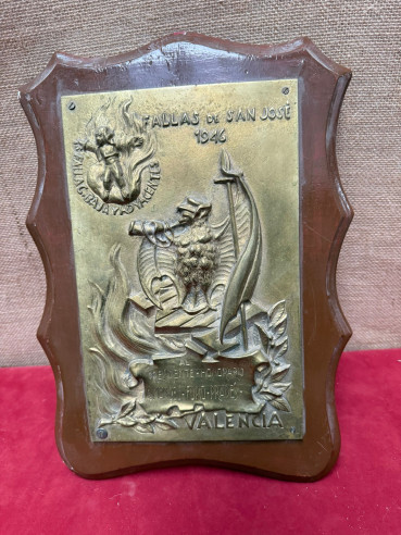 Placa de bronce de las Fallas de San José, Valencia año 1946.