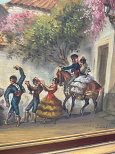 Bonita pintura flamenca con la catedral de Sevilla al fondo. 2