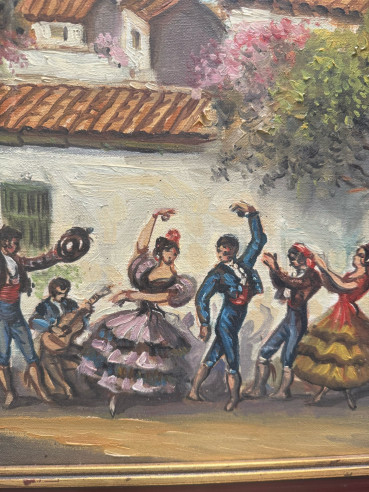 Bonita pintura flamenca con la catedral de...