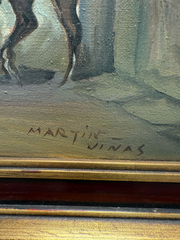 Bonita pintura flamenca con la catedral de...