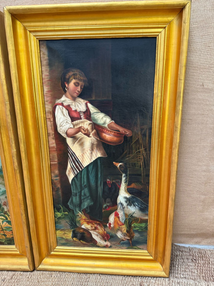 Bonita pareja de pinturas costumbrista firmadas y fechadas por Antonio Fernández de Soria 1912.