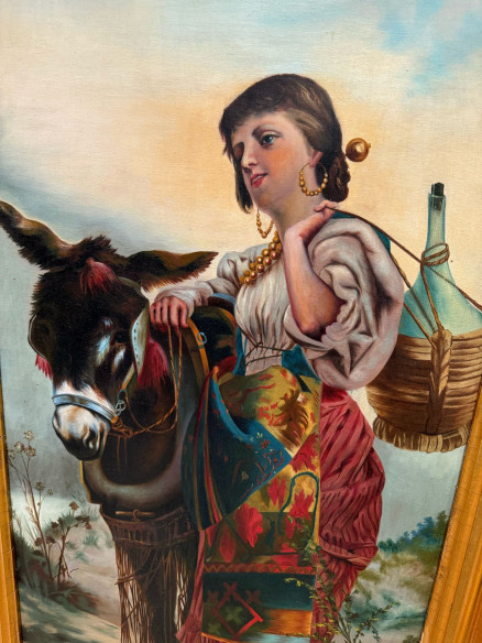 Bonita pareja de pinturas costumbrista firmadas y fechadas por Antonio Fernández de Soria 1912.