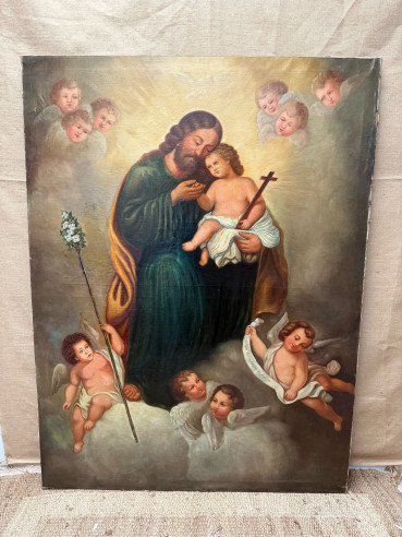 Precioso San José con Niño de gran tamaño.