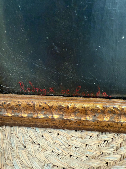 Bonito retrato firmado por el pintor Rodríguez de Losada.