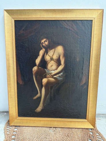 Cristo de la Humildad y Paciencia, pintado en óleo y en la restauración se pegó sobre tabla XIX.