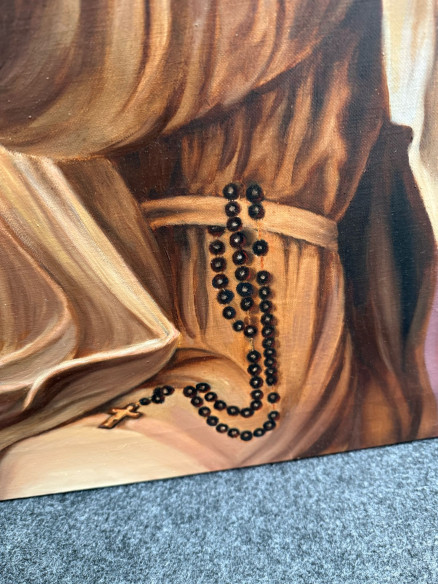 La Dominica: Santa Catalina de Siena pintada sobre óleo.