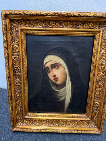 Antiguo óleo de Dolorosa XIX.