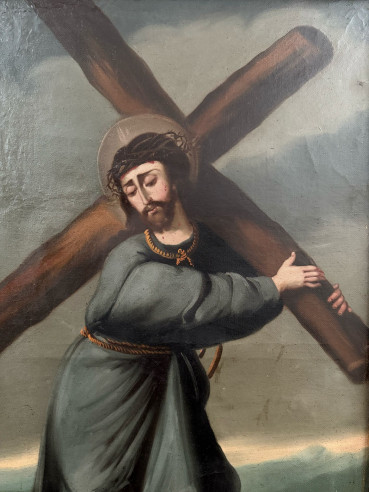 Jesucristo cargando la cruz, pintado sobre...