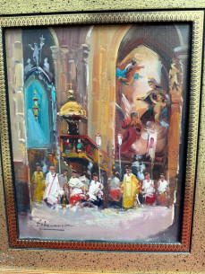 Retablo con grandes arcos arquitectónicos de la iglesia,... 2