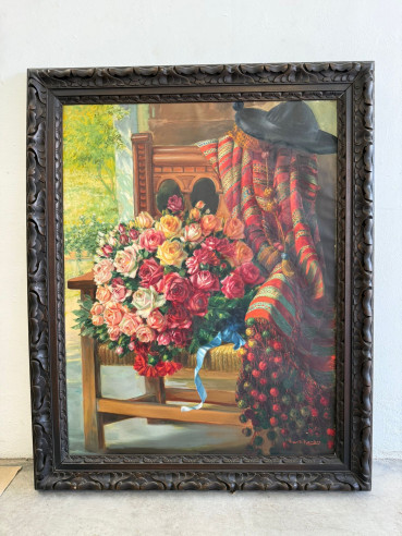 Preciosa pintura al óleo sobre lienzo del pintor valenciano Vicente Romero.