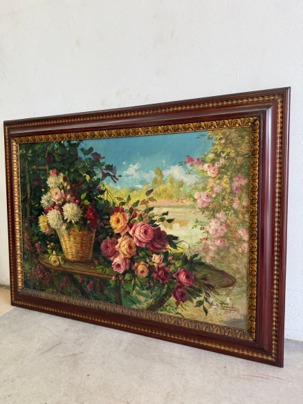 Preciosa pintura al óleo sobre lienzo del pintor valenciano Vicente Romero, fechada en 1925.