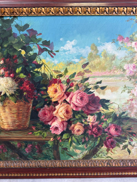 Preciosa pintura al óleo sobre lienzo del pintor valenciano Vicente Romero, fechada en 1925.