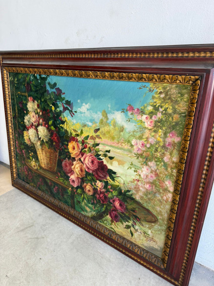 Preciosa pintura al óleo sobre lienzo del pintor valenciano Vicente Romero, fechada en 1925.