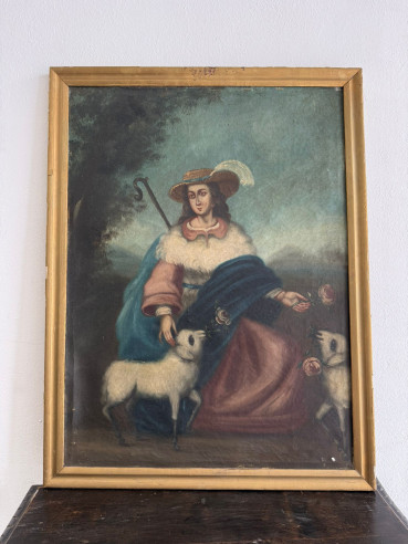 Divina Pastora pintada óleo sobre lienzo.