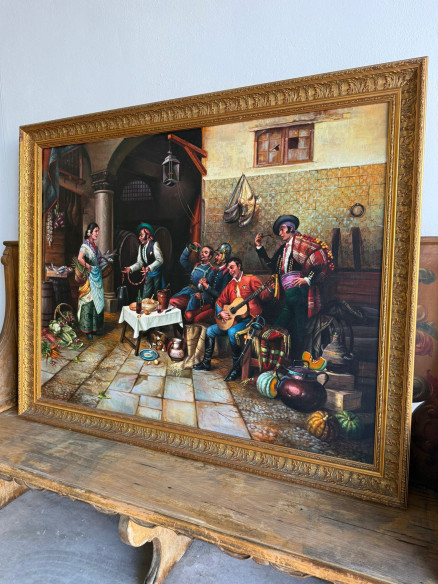 Fantástica pintura costumbrista del afamado pintor JOLOGA (Jerez)  año 1990.