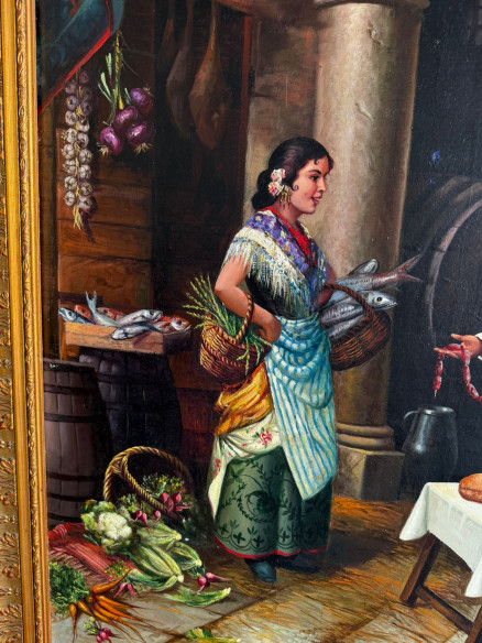 Fantástica pintura costumbrista del afamado pintor JOLOGA (Jerez)  año 1990.